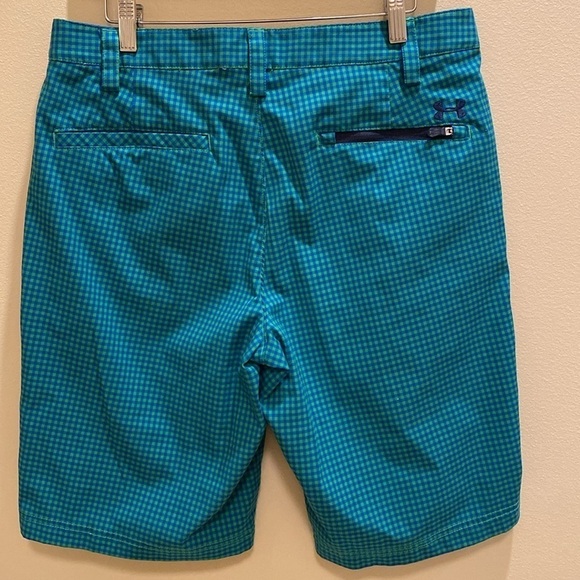 Under Armour Golf Shorts blue green gingham size 32 - Picture 3 of 7